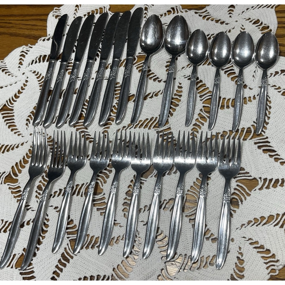 Vintage MWCO Montgomery Ward Grape Stainless Steel Flatware Lot 23 Pieces